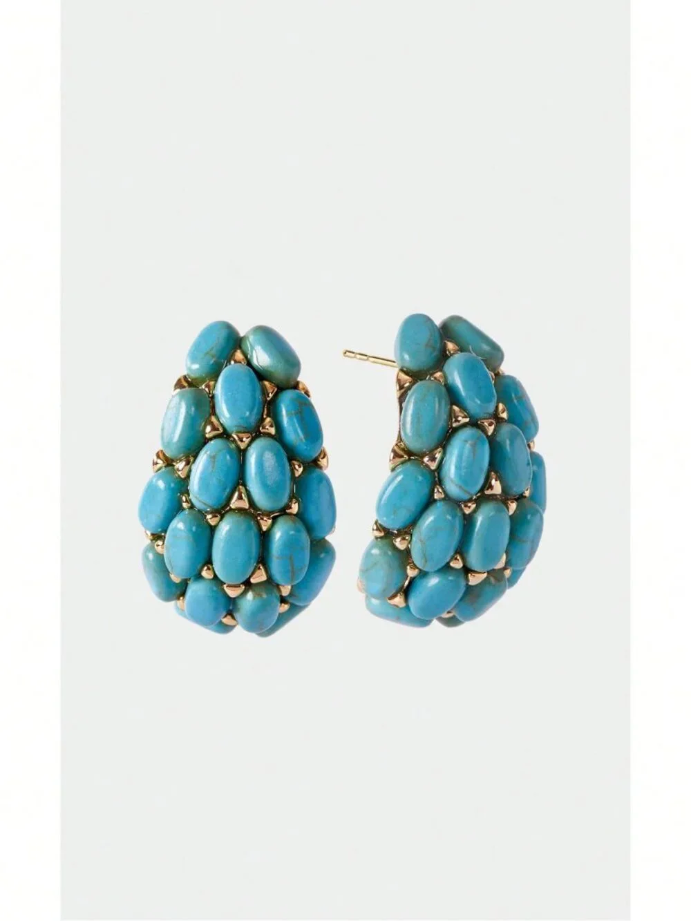 Peacock Blue Casual Women's Golden Stud Earrings
